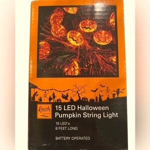 Fresh Decor 15 LED Halloween Pumpkin String Light Indoor /Outdoor 8 FT 3AA